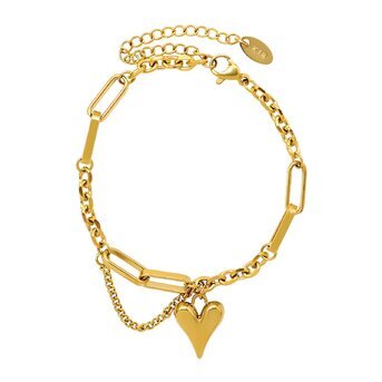 18K gold plated Stainless steel "Hearts" bracelet, Intensity