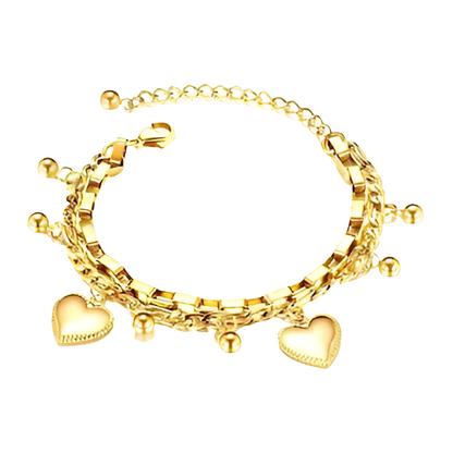 18K gold plated Stainless steel "Hearts" bracelet, Intensity