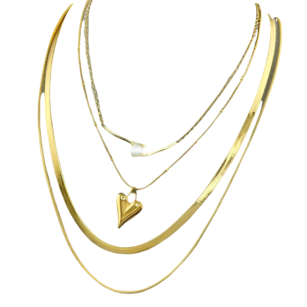 18K gold plated Stainless steel "Hearts" necklace, Intensity