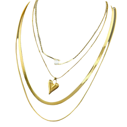 18K gold plated Stainless steel "Hearts" necklace, Intensity