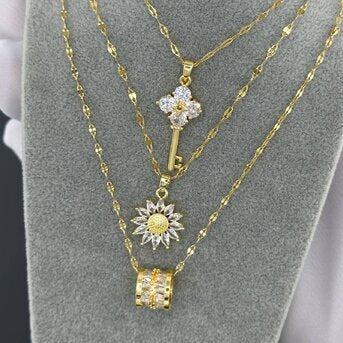 18K gold plated Stainless steel "Flower" necklace, Intensity
87355-0