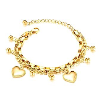 18K gold plated Stainless steel "Hearts" bracelet, Intensity