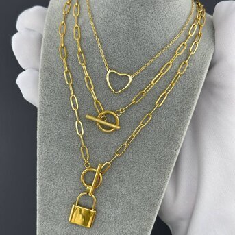 18K gold plated Stainless steel "Lock" necklace, Intensity