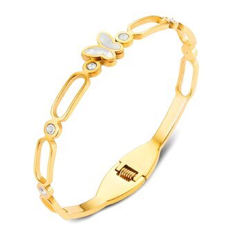 18K gold plated Stainless steel "Butterfly" bracelet, Intensity