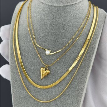 18K gold plated Stainless steel "Hearts" necklace, Intensity