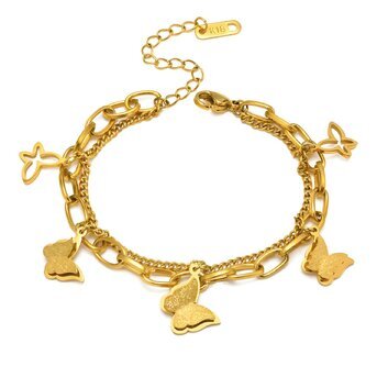 18K gold plated Stainless steel "Butterflies" bracelet, Intensity
87295-0